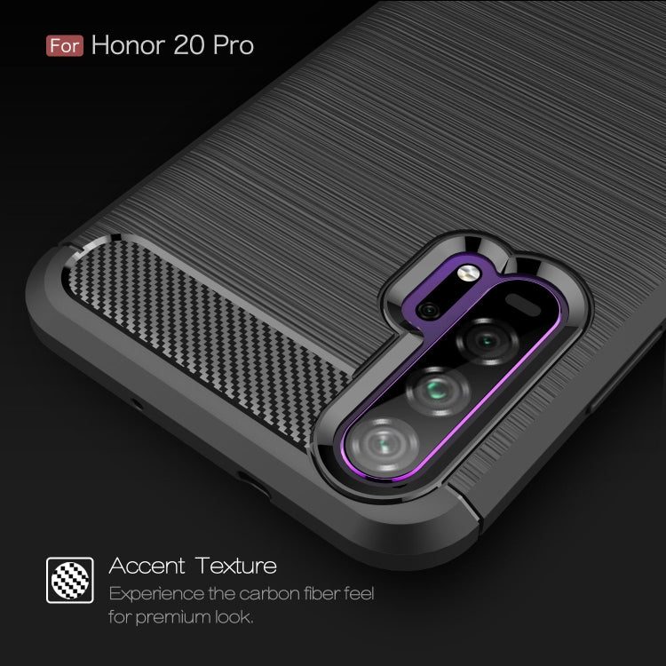 Brushed Texture Carbon Fiber TPU Case for Huawei Honor 20 Pro(Black)