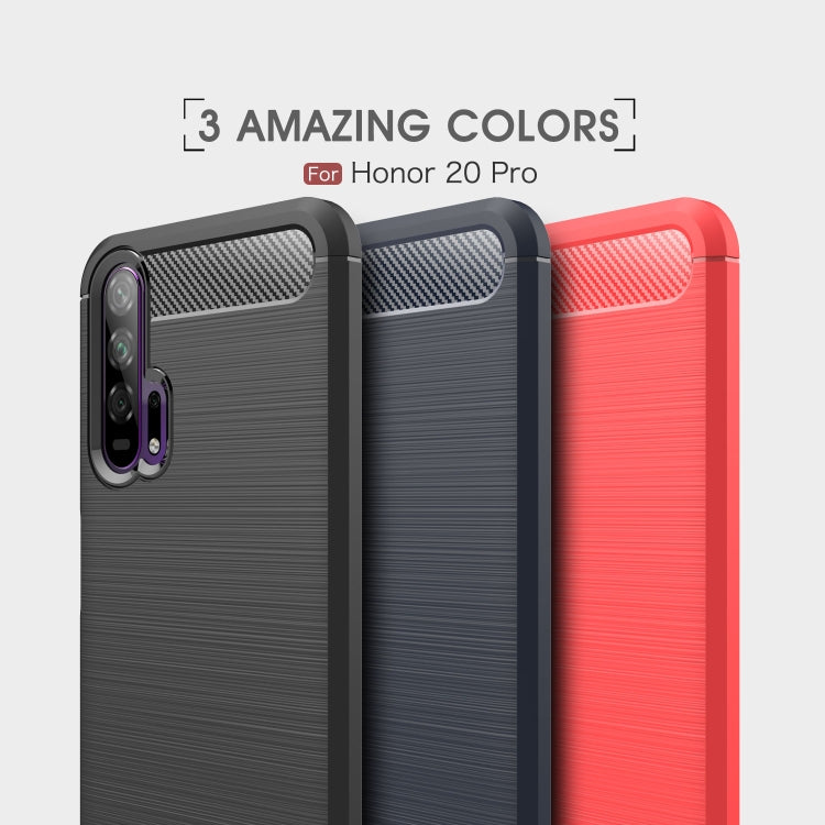 Brushed Texture Carbon Fiber TPU Case for Huawei Honor 20 Pro(Black)