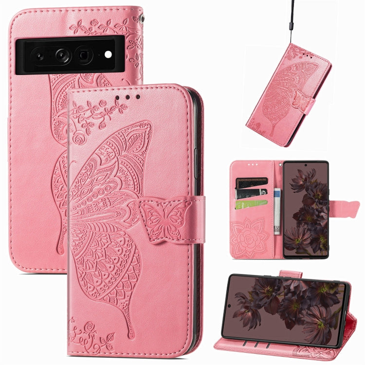 For Google Pixel 7 Pro 5G Butterfly Love Flower Embossed Leather Phone Case