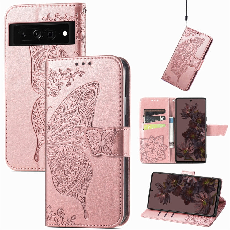 For Google Pixel 7 5G Butterfly Love Flower Embossed Leather Phone Case