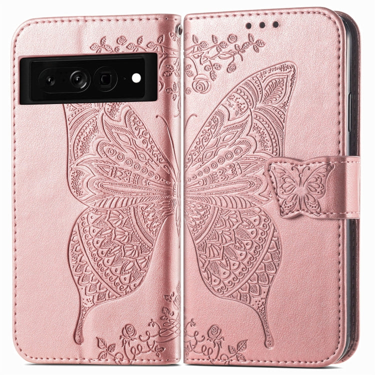 For Google Pixel 7 5G Butterfly Love Flower Embossed Leather Phone Case