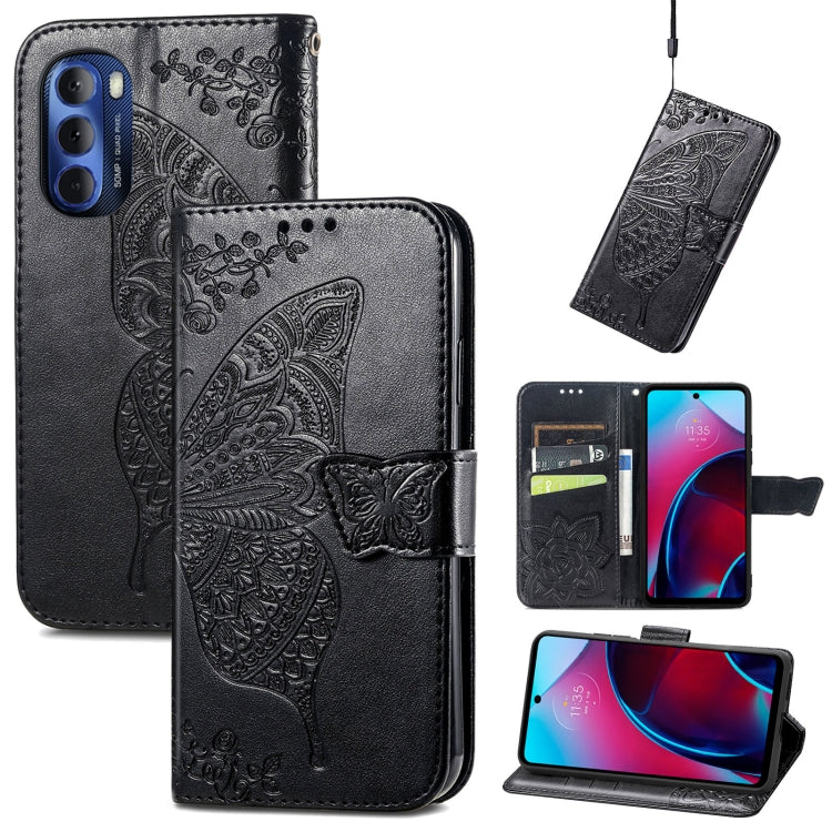 For Motorola Moto G Stylus 5G 2022 Butterfly Love Flower Embossed Leather Phone Case