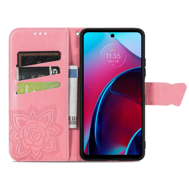 For Motorola Moto G Stylus 5G 2022 Butterfly Love Flower Embossed Leather Phone Case