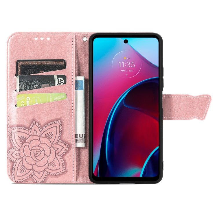 For Motorola Moto G Stylus 5G 2022 Butterfly Love Flower Embossed Leather Phone Case