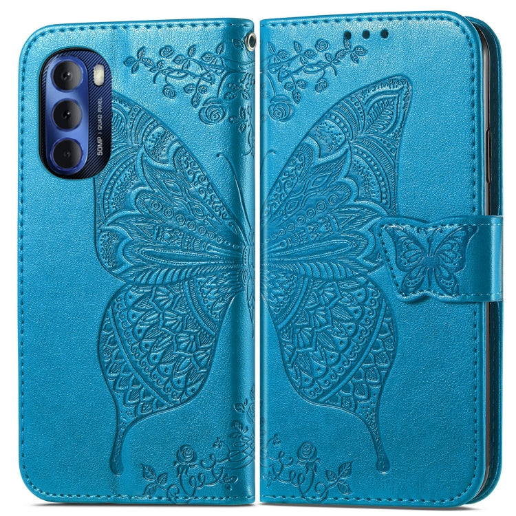 For Motorola Moto G Stylus 5G 2022 Butterfly Love Flower Embossed Leather Phone Case