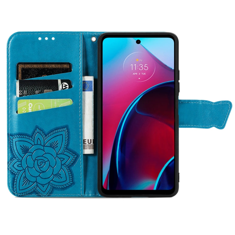 For Motorola Moto G Stylus 5G 2022 Butterfly Love Flower Embossed Leather Phone Case