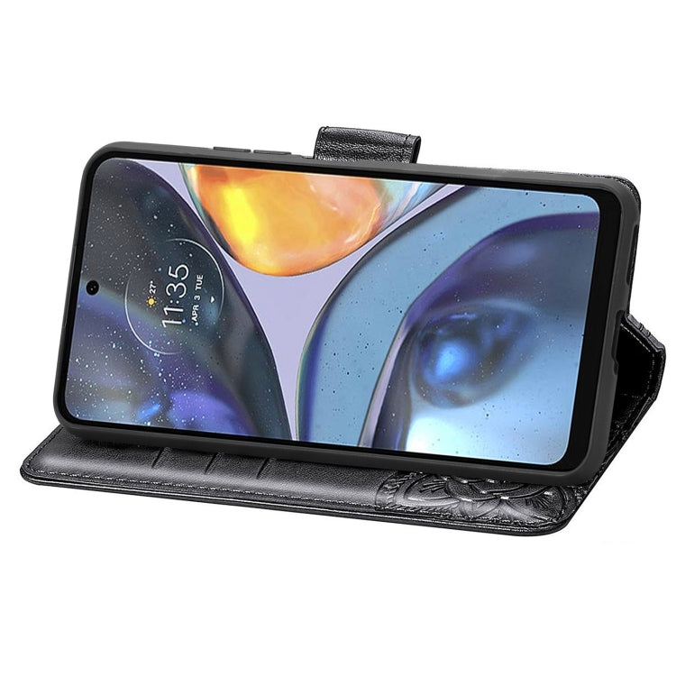 For Motorola Moto G22 Butterfly Love Flower Embossed Leather Phone Case