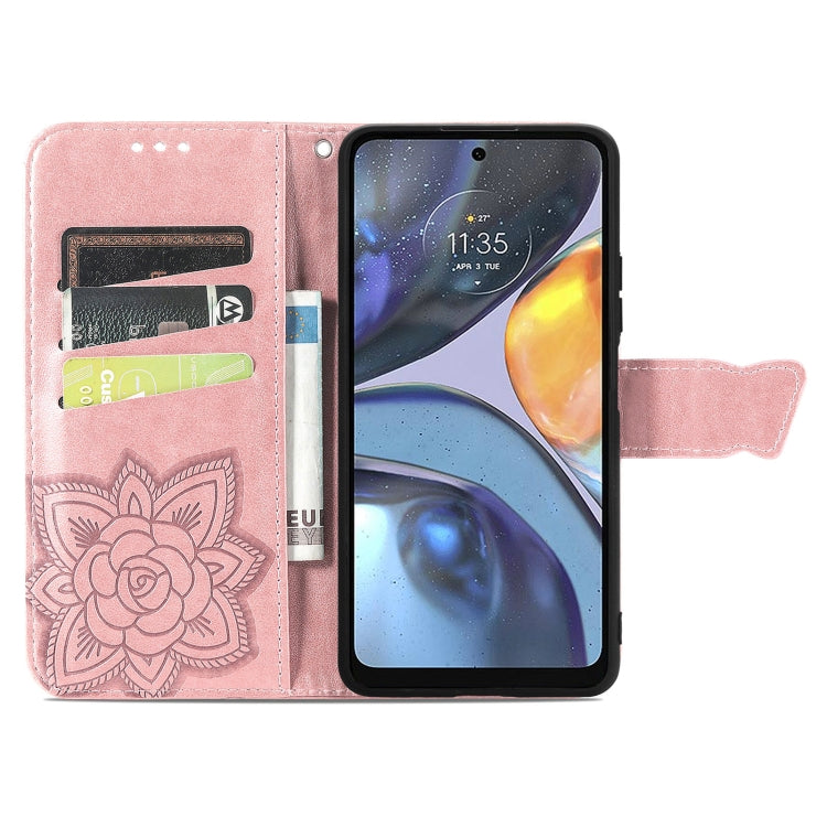 For Motorola Moto G22 Butterfly Love Flower Embossed Leather Phone Case