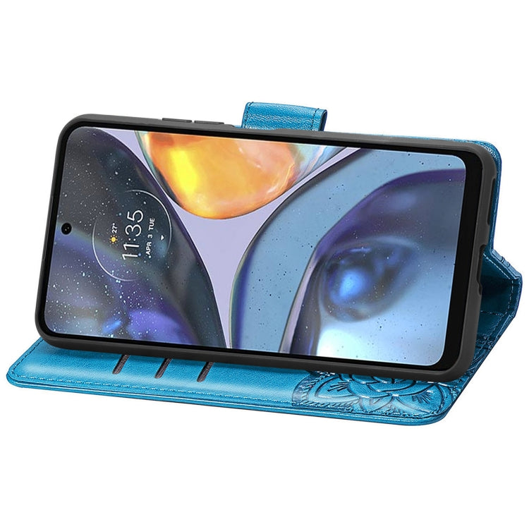 For Motorola Moto G22 Butterfly Love Flower Embossed Leather Phone Case