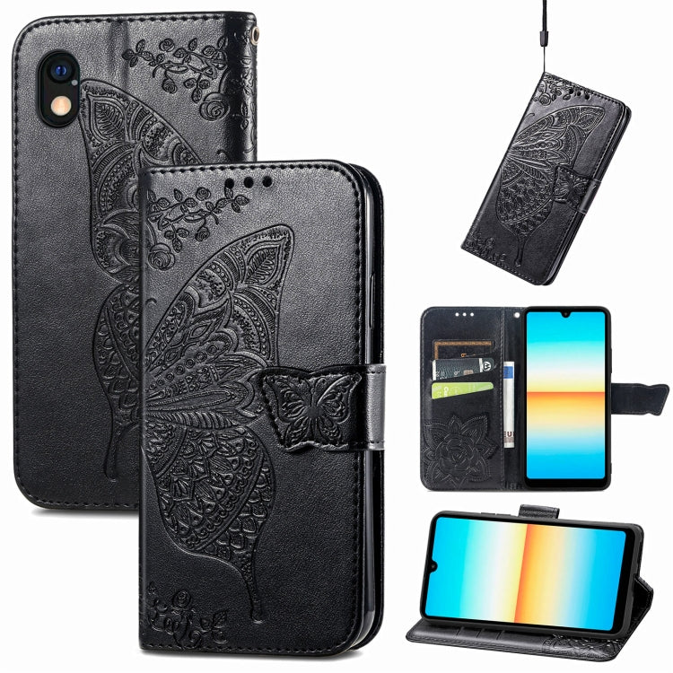 For Sony Xperia Ace III Butterfly Love Flower Embossed Leather Phone Case