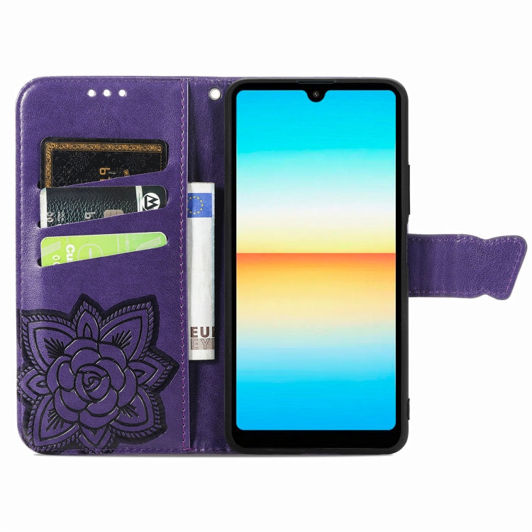 For Sony Xperia Ace III Butterfly Love Flower Embossed Leather Phone Case
