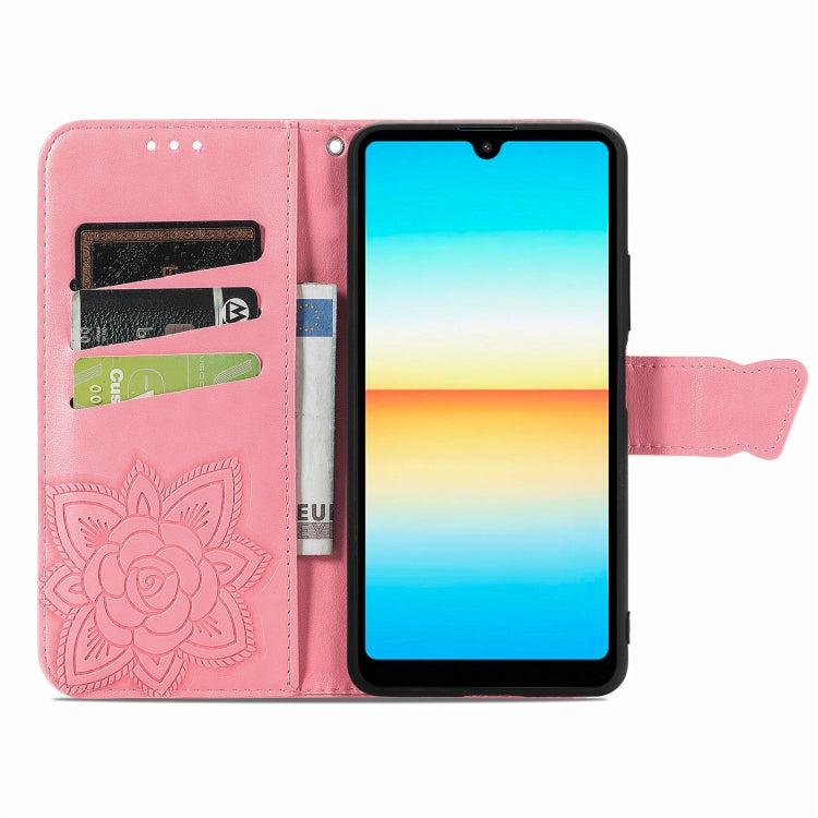 For Sony Xperia Ace III Butterfly Love Flower Embossed Leather Phone Case