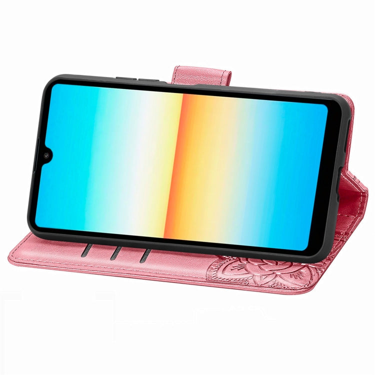 For Sony Xperia Ace III Butterfly Love Flower Embossed Leather Phone Case