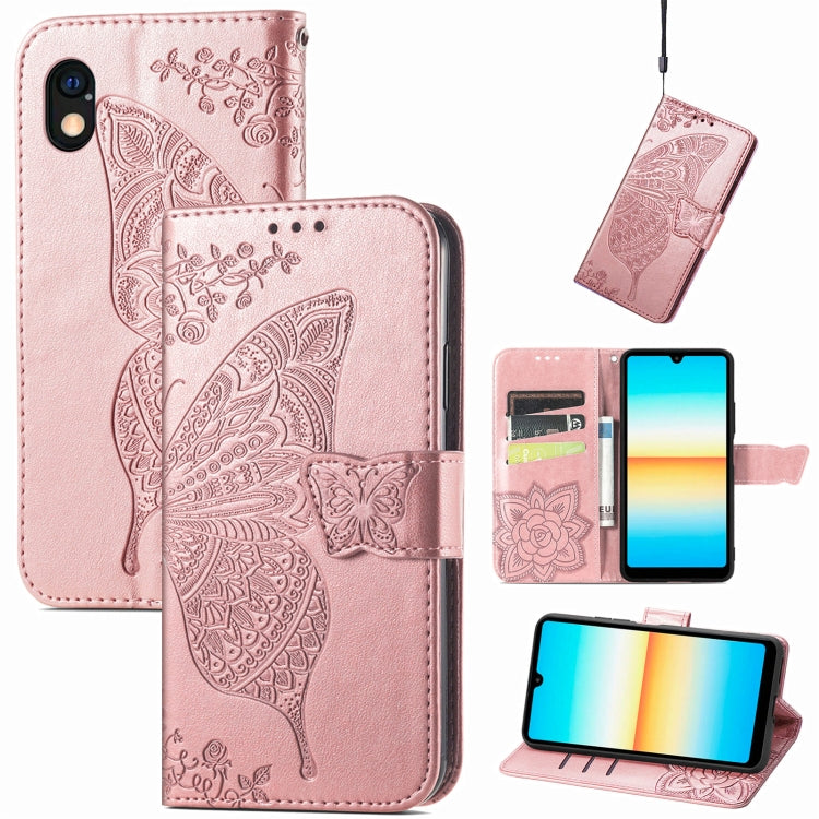 For Sony Xperia Ace III Butterfly Love Flower Embossed Leather Phone Case