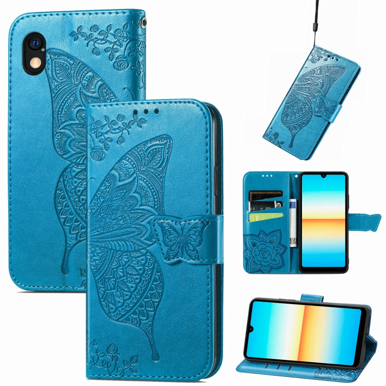For Sony Xperia Ace III Butterfly Love Flower Embossed Leather Phone Case