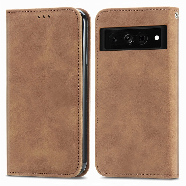 For Google Pixel 7 Pro 5G Retro Skin Feel Magnetic Leather Phone Case