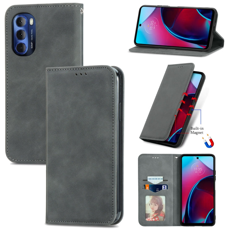 For Motorola Moto G Stylus 5G 2022 Retro Skin Feel Magnetic Leather Phone Case