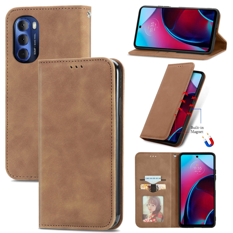 For Motorola Moto G Stylus 5G 2022 Retro Skin Feel Magnetic Leather Phone Case