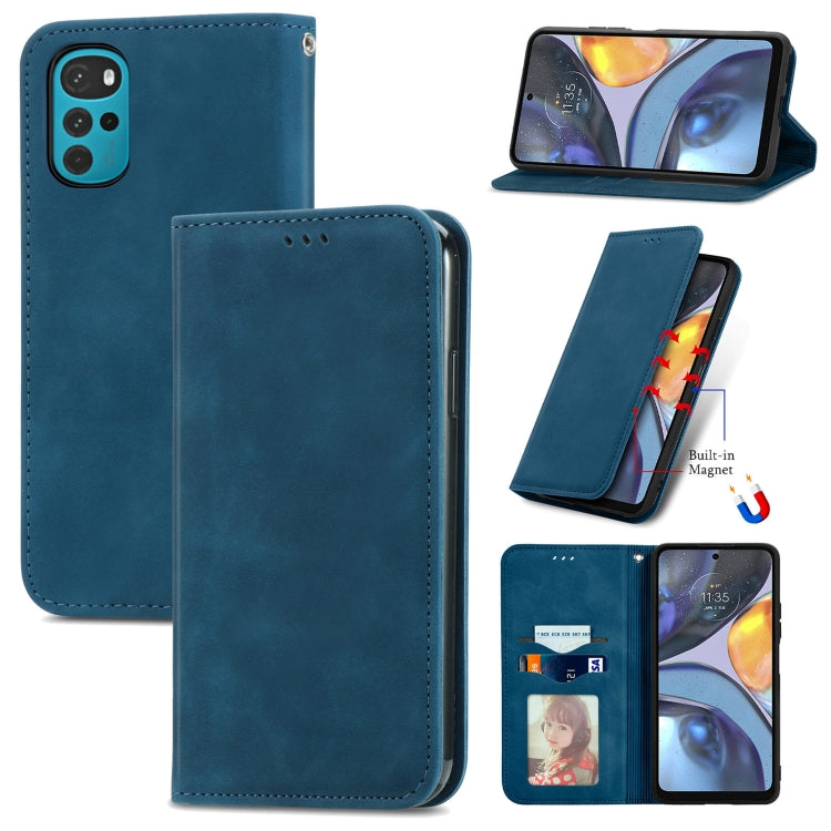 For Motorola Moto G22 Retro Skin Feel Magnetic Leather Phone Case