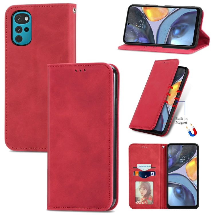 For Motorola Moto G22 Retro Skin Feel Magnetic Leather Phone Case
