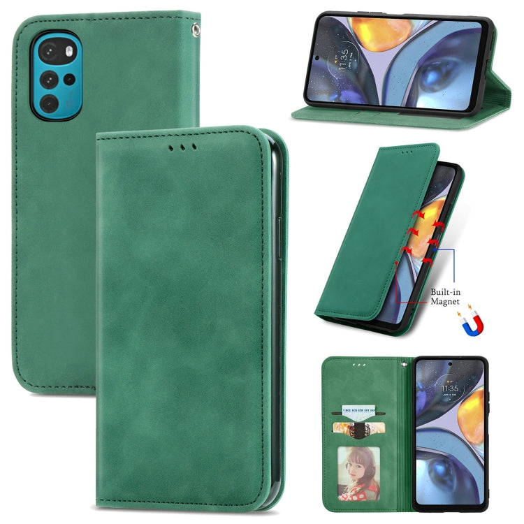 For Motorola Moto G22 Retro Skin Feel Magnetic Leather Phone Case