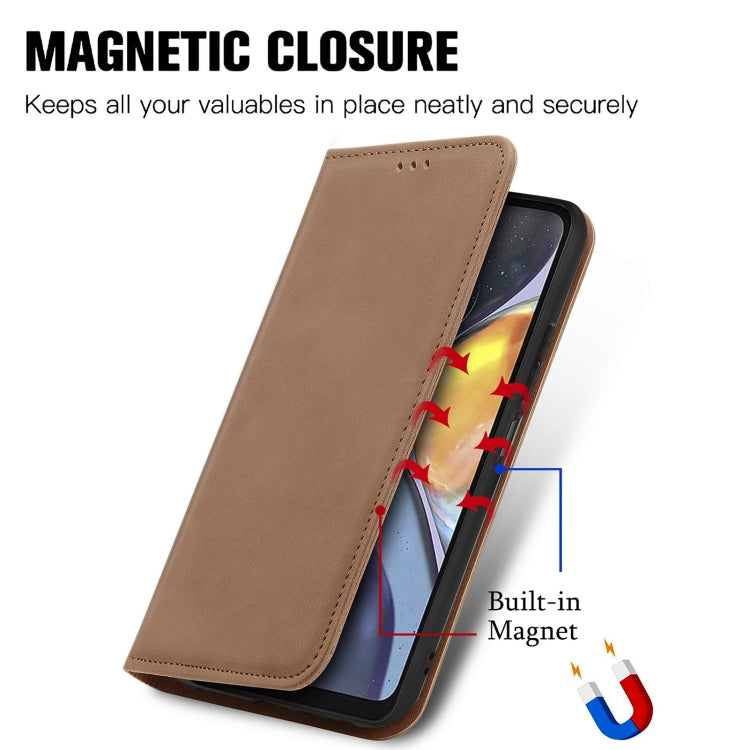 For Motorola Moto G22 Retro Skin Feel Magnetic Leather Phone Case