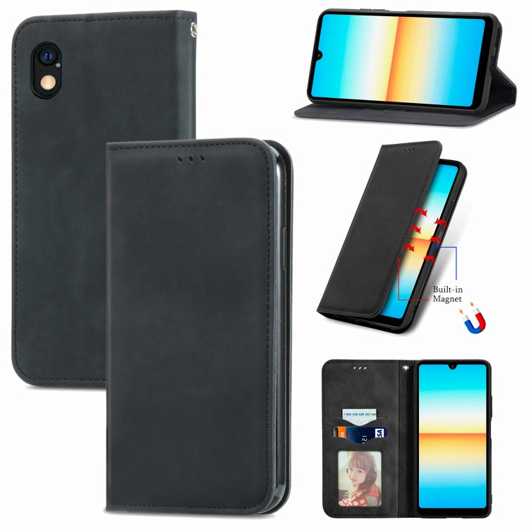For Sony Xperia Ace III Retro Skin Feel Magnetic Leather Phone Case