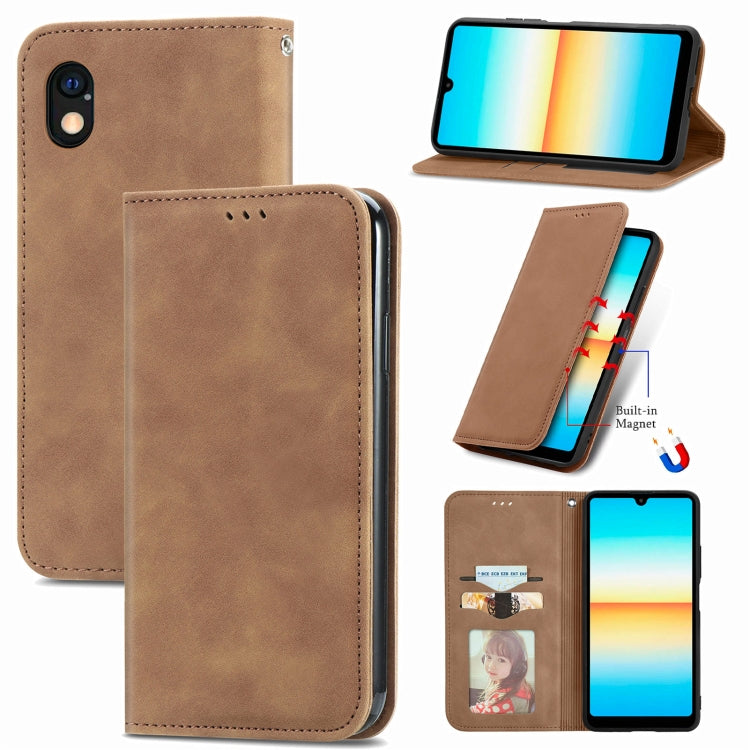 For Sony Xperia Ace III Retro Skin Feel Magnetic Leather Phone Case