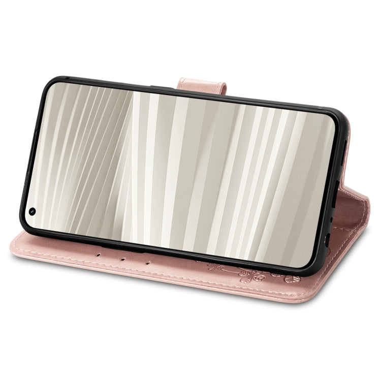 For OPPO Realme GT2 Pro Four-leaf Clasp Embossed Buckle Leather Phone Case