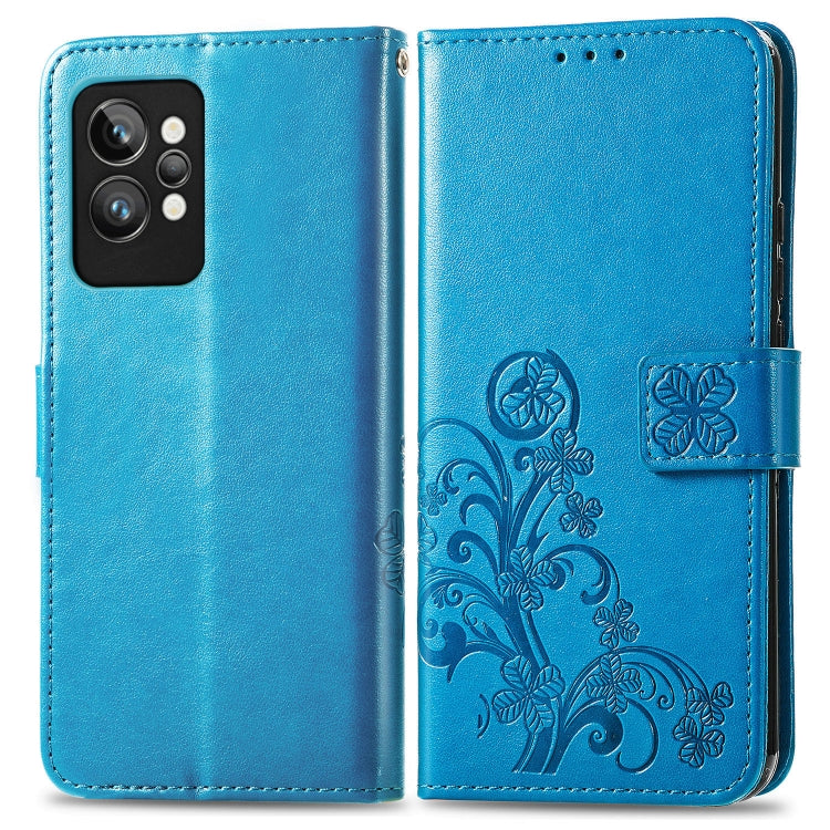 For OPPO Realme GT2 Pro Four-leaf Clasp Embossed Buckle Leather Phone Case