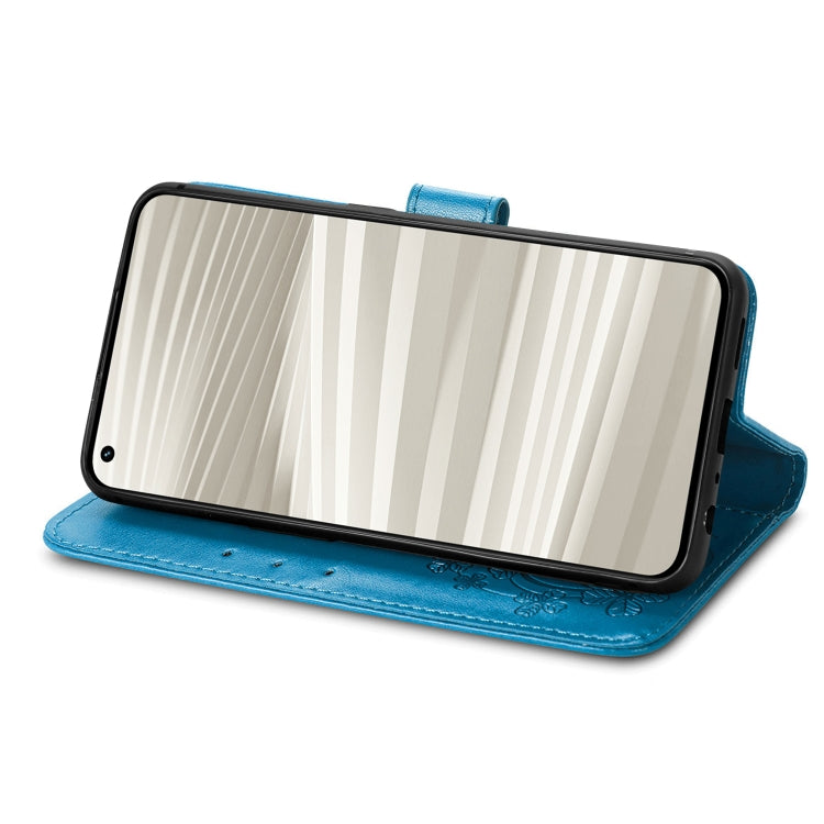 For OPPO Realme GT2 Pro Four-leaf Clasp Embossed Buckle Leather Phone Case