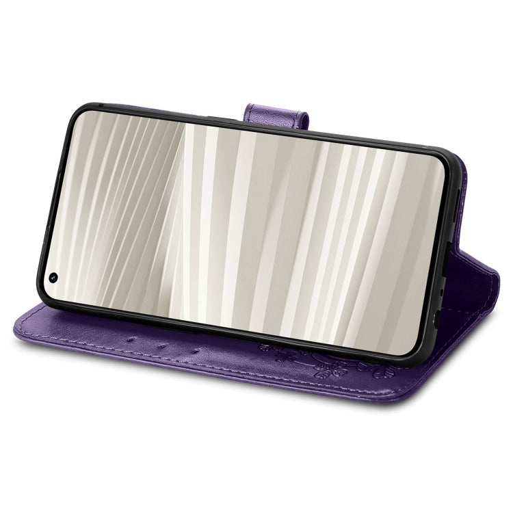 For OPPO Realme GT2 Pro Four-leaf Clasp Embossed Buckle Leather Phone Case