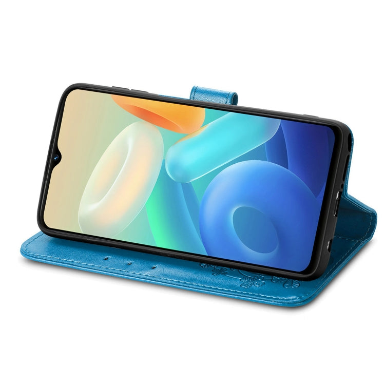 For vivo Y55 5G Four-leaf Clasp Embossed Buckle Leather Phone Case