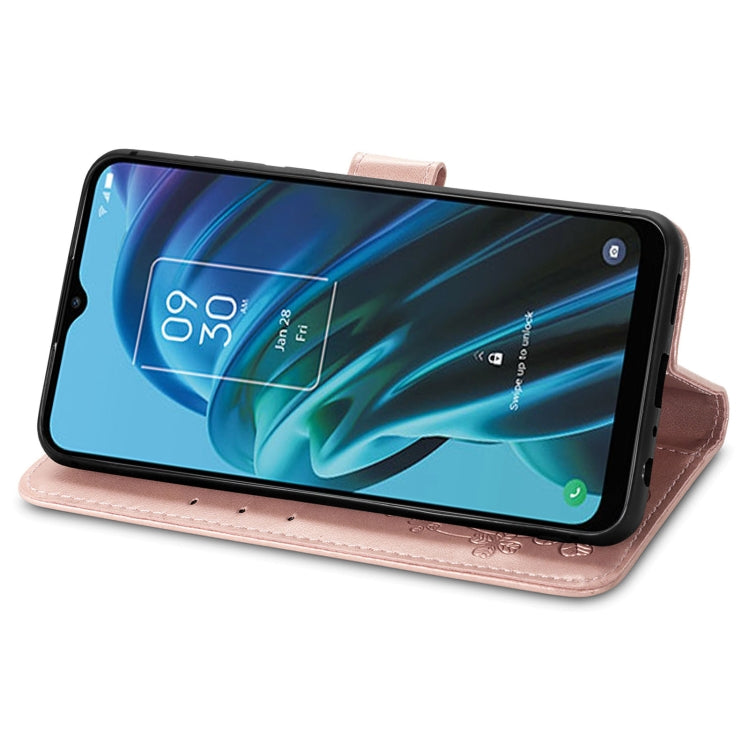 For TCL 30 XE 5G Four-leaf Clasp Embossed Buckle Leather Phone Case