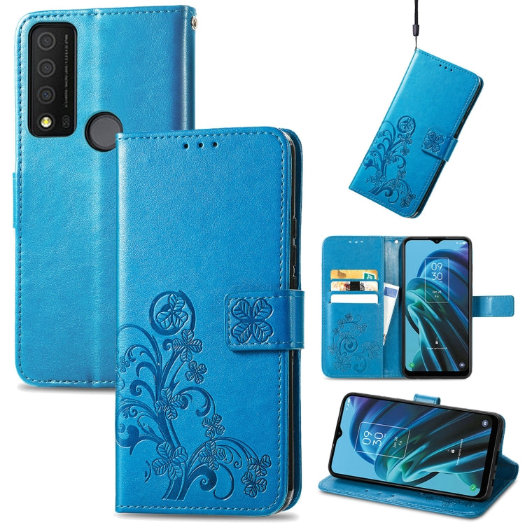 For TCL 30 XE 5G Four-leaf Clasp Embossed Buckle Leather Phone Case