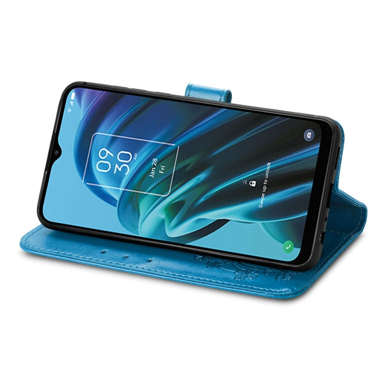 For TCL 30 XE 5G Four-leaf Clasp Embossed Buckle Leather Phone Case