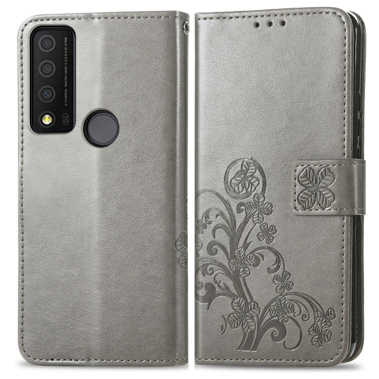 For TCL 30 XE 5G Four-leaf Clasp Embossed Buckle Leather Phone Case