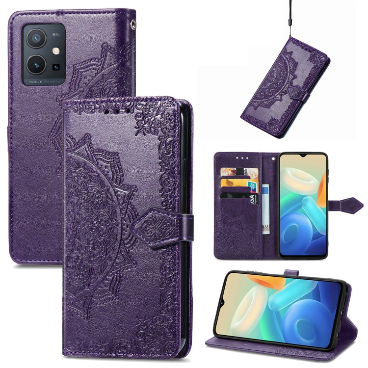 For vivo Y55 5G Mandala Flower Embossed Leather Phone Case
