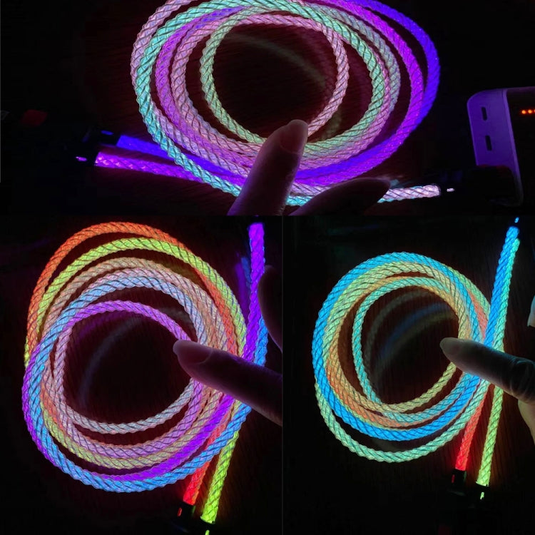 XJ-81 USB to Micro USB RGB Stream Light Fast Charging Data Cable, Length: 1m