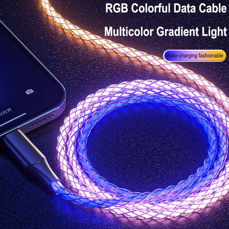 XJ-85 USB to Type-C Aluminium Alloy RGB Stream Light Fast Charging Data Cable, Length: 1m