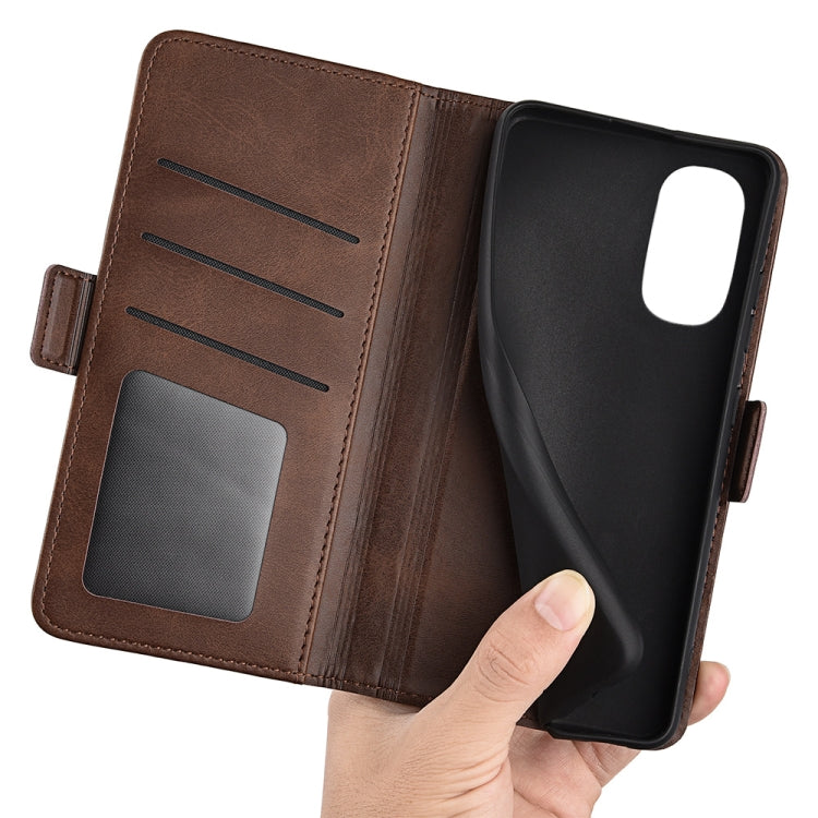 For Motorola Moto G52 4G Dual-side Magnetic Buckle Horizontal Flip Leather Phone Case