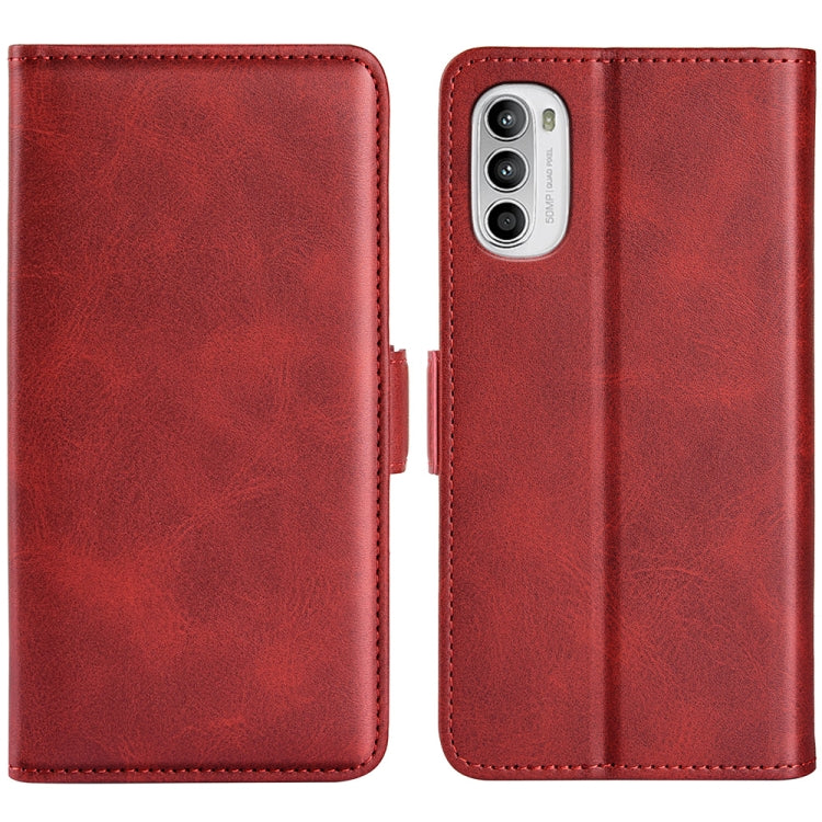 For Motorola Moto G52 4G Dual-side Magnetic Buckle Horizontal Flip Leather Phone Case