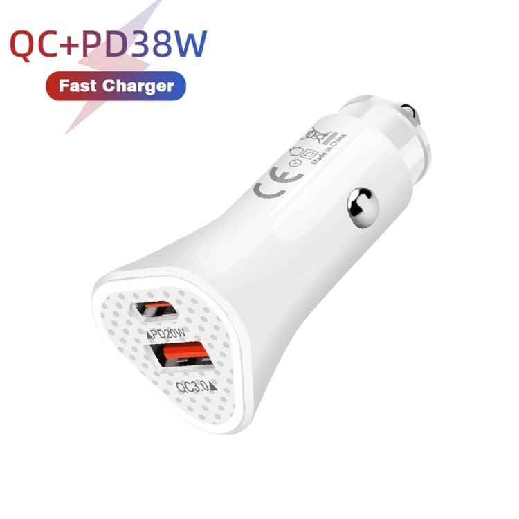 TE-P23 38W PD 20W USB-C / Type-C + QC3. 0 USB Triangle Car Charger + USB to USB-C / Type-C Data Cable, Length: 1m