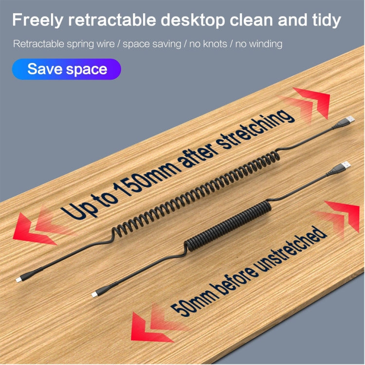 USB to Type-C 1.5m Spring Telescopic Mobile Phone Fast Charging Data Cable