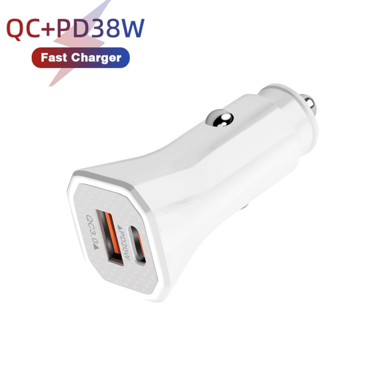 TE-P22 38W PD USB-C / Type-C + QC3. 0 USB Car Charger with 1m USB to USB-C / Type-C Data Cable