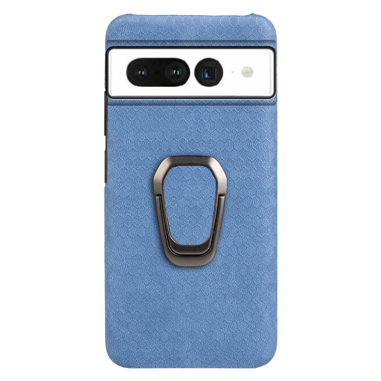 For Google Pixel 7 Ring Holder Honeycomb PU Skin Phone Case