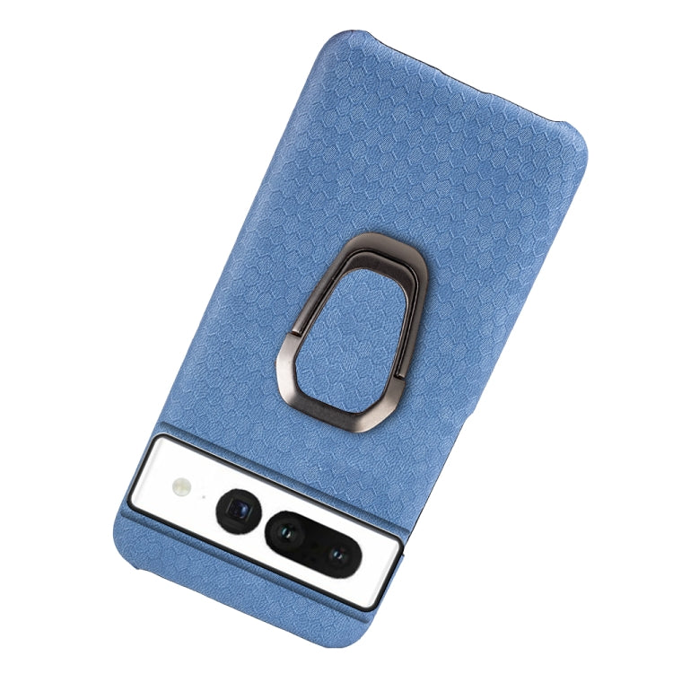 For Google Pixel 7 Ring Holder Honeycomb PU Skin Phone Case