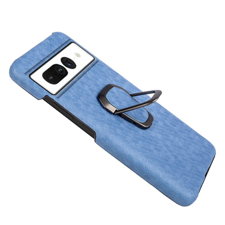 For Google Pixel 7 Ring Holder Honeycomb PU Skin Phone Case