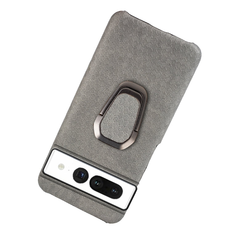 For Google Pixel 7 Ring Holder Honeycomb PU Skin Phone Case