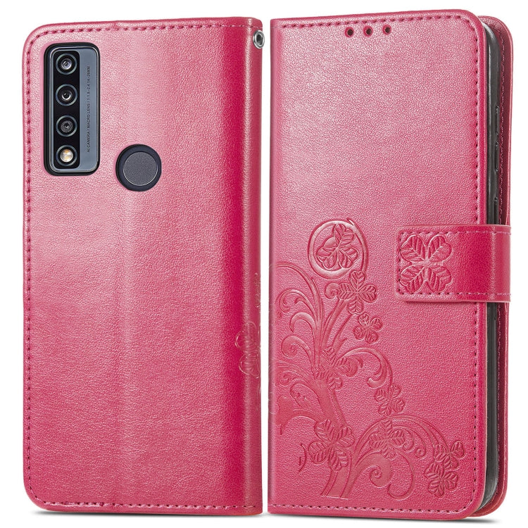 For TCL 4X 5G Four-leaf Clasp Embossed Buckle Leather Phone Case